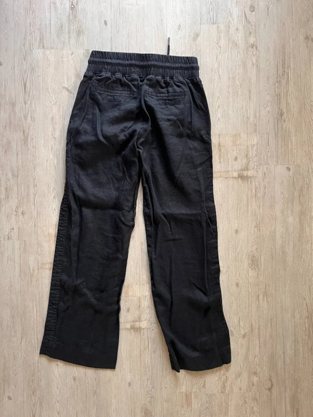 Quince 100% European Linen Wide Leg Pants Black S